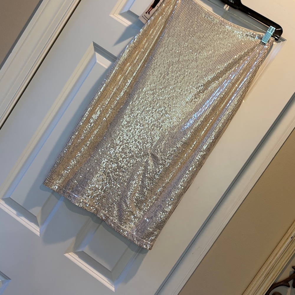 Time and Tru Gold Sequin Pencil Skirt XS - Picture 6 of 9